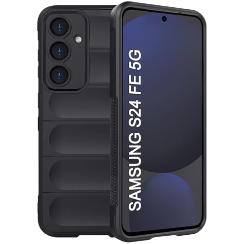 Image of TheGiftKart Liquid Silicon Back Cover Case for Samsung Galaxy S24 FE 5G | Shockproof Military Grade Protection | Micro-Fibre Cloth On Inner Side | Anti-Slip Grip Cover for Samsung S24 FE (TPU, Black)