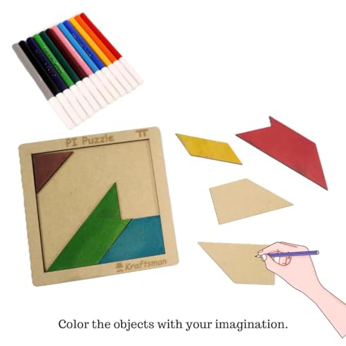 Image of Braintastic Wooden Jigsaw Assorted Puzzle-Pack of 24(3x8 DIY), Build, Color, Play, Art & Craft Birthday Return Gifts, Party Pack Return Favors for Kids 4+ Year with 12 Colors Each Puzzle