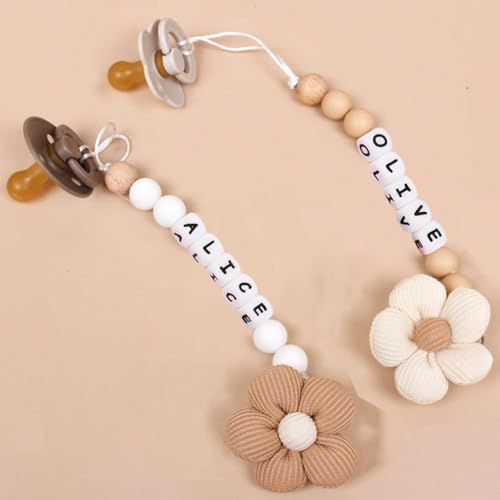 Personalized Flower Pacifier Clip with Name to Soothe Babies Creative Silicone Pacifier to Prevent Chain Loss