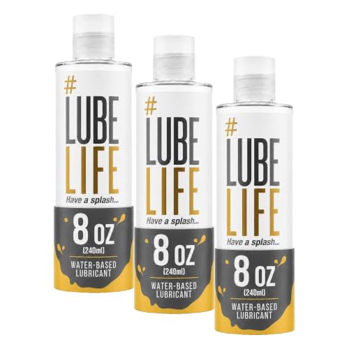 Image of LUBELIFE Water-Based Lube - Personal Lubricant for Men, Women & Couples, Travel Size, Non-Staining, Easy Clean-Up, Toy-Safe, 8 Fl Oz (Pack of 3)