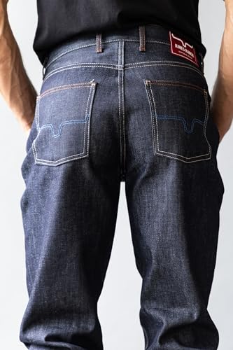 Kimes Ranch Men's Raw Dillon Mid-Low Rise Relaxed Upper Thigh Wide Bootcut Hand-Sanded Integrated Knife Pocket Jean4
