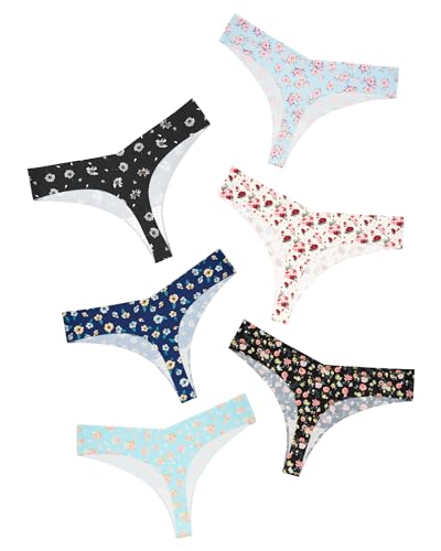 Image of DEANGELMON Seamless Thongs for Women No Show Thong Underwear Women Comfortable Multiple Pack