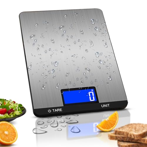LEVADA PLUS Bilancia da Cucina Digitale 15kg/1g con Display LCD, Acciaio Inox, Pulsanti Touch, Tara, Unità Multiple – Per Cucina, Dolci, Caffè, Preparazione Pasti – Batteria Inclusa