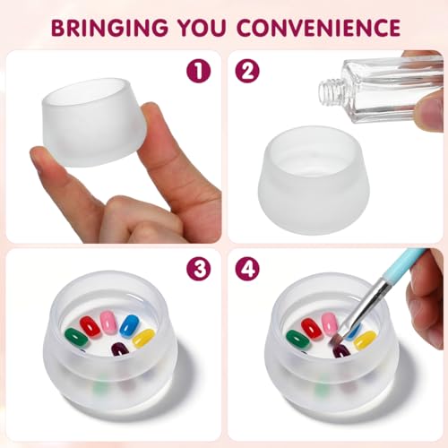 2 Piezas Recipiente de Vidrio para Monómero con Tapa miniatura 4