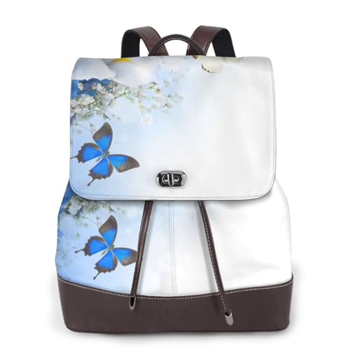 Sac à dos ordinateur portable femme EdWal sac en cuir noir polyvalent imprimé fleurs