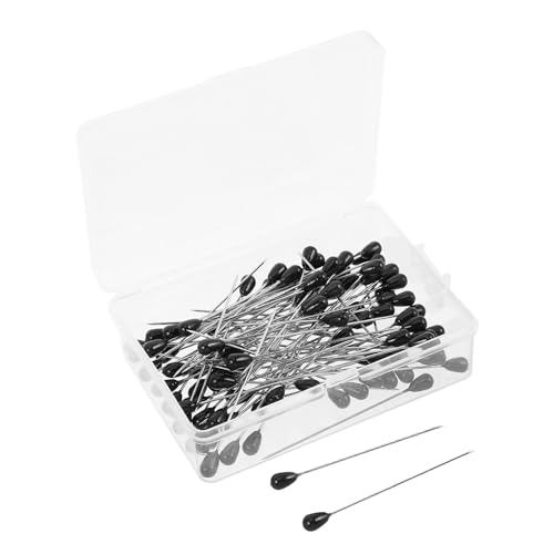KOCKSHION Épingles à Coudre avec Tête en Plastique Noires 5x55mm de Larme 200 pour Positionnement Précis Tissu et Loisirs Créatifs Bouquet