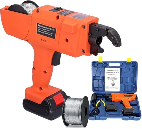 Image of Automatic Rebar Tying Tool, 8-34mm Electric Rebar Tier Machine with 4500mAh Battery, 2 Batteries & Toolbox, Handheld Reinforcing Steel Bar Tie Gun for Concrete, Bridge, Tunnel Construction