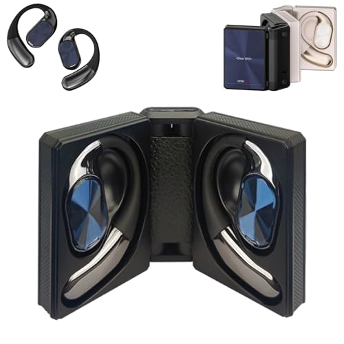 HURJZPO Headphones Bluetooth with Dual-Fold Design, Wireless Bluetooth Ear Buds with Non-in-Ear Comfortable Wear, Open Ear Sport Headphones with IPX5 Waterproof for Daily Use (Black)