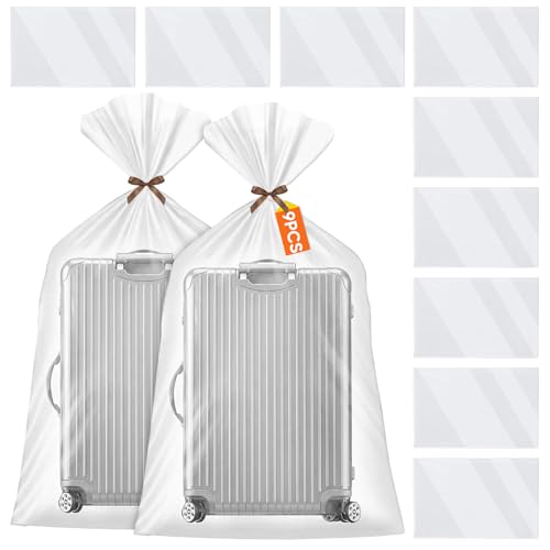 Lot de 9 sacs de rangement extra larges en plastique transparent - 100 x 150 cm - Sacs de rangement épais - Réutilisables et étanches - Pour protéger de la poussière, des bagages, des valises, des