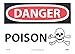 NMC D601RB OSHA Sign, Legend "DANGER - POISON" with Graphic,14" Length x 10" Height, Rigid Plastic, Black/Red on White