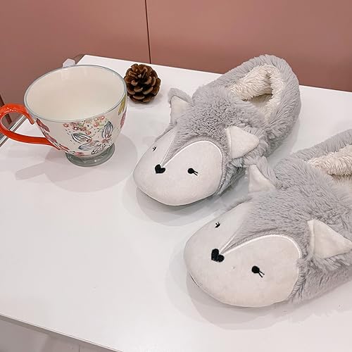 Cute Fox Animal Slippers Novelty Kawaii Funny Women Bedroom Shoes Warm Fuzzy Memory Foam Thick Sole House Slippers Christmas Gifts Non-Slip Indoor Outdoor4