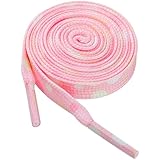 Elerevyo Flat Shoe Laces Strings Colorful Polka Dot Shoelaces for Sneakers 1 Pair 140cm/55.1'' Pink