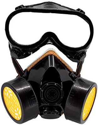 TRIXES Respirator Gas Mask with Goggles - Fancy Dress Accessory for Construction Worker Industrial Scientist Halloween Cosplay Outfit - Adult Size