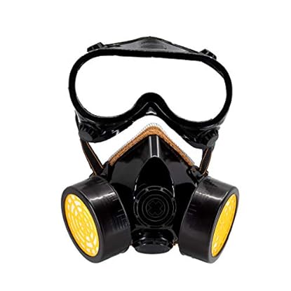 Foto di TRIXES Maschera antigas respiratore con occhiali - Accessorio per travestimento per operaio edile scienziato industriale vestito cosplay di Halloween - taglia per adulti