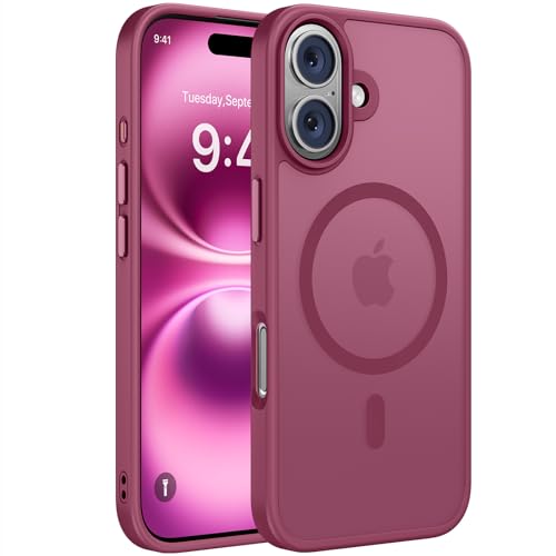 Image of Miracase Magnetic Series for iPhone 16 Case [Compatible with MagSafe] Military-Grade Protection, Anti-Fingerprint, Slim Phone Case for iPhone 16 6.1 inch - Wine Red