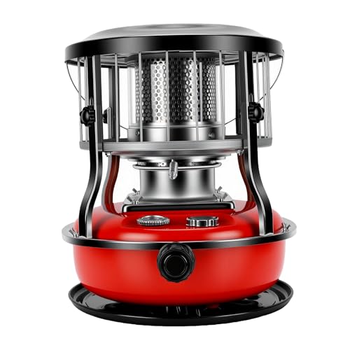 Luocute Calentador de Queroseno, Calentador de Espacio Inalámbrico Portátil de 4,6 L con Soporte Ajustable en Altura, para Tienda de Campaña, Pesca en Hielo, Uso en Interiores y Exteriores (rojo)