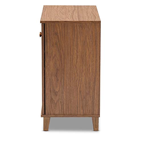 Baxton Studio Coolidge Modern And Contemporary Walnut Finished 4-Shelf Wood Shoe Storage Cabinet #TOP5