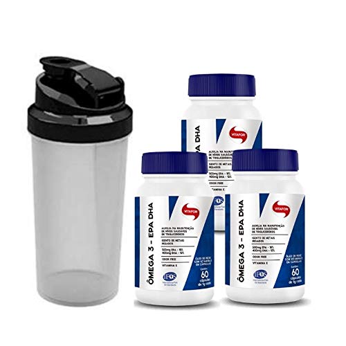 Kit 3x Ômega 3 EPA DHA 120 Caps + Coqueteleira - Vitafor