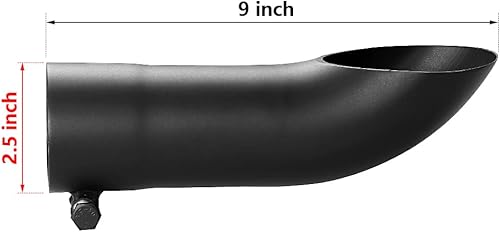 Miniatura 2 de A-KARCK Punta de escape de giro de entrada de 2.5 pulgadas, color negro, entrada de 2.5 pulgadas, salida de 2.5 pulgadas, punta de tubo de escape de