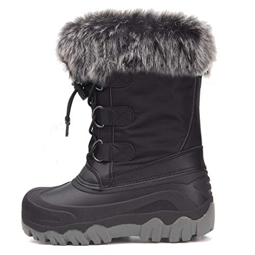 HugRain Warm Winter Snow Boots with Fur Lined Faux for Toddler Kids3