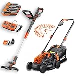 FUXTEC 20V SET Giardino - Decespugliatore a batteria e tagliaerba 33 cm (2x20V) con 3 batterie 2Ah, doppio caricatore - Tagliabordi lame di taglio incluse - Tosaerba regolazione altezza di taglio