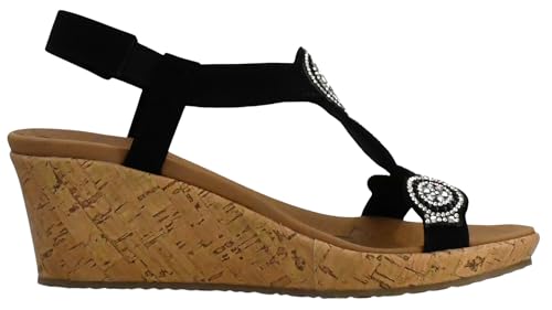 Skechers womens Beverlee - Date Glam Sandal , Black , 9