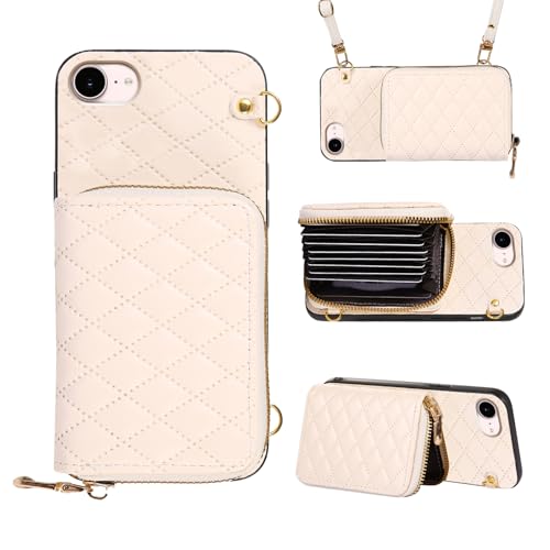 Coque bandoulière iPhone SE 2026 avec fente cartes et support de visionnage horizontal