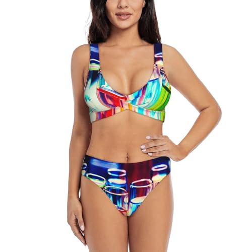 Maillot de bain deux pièces chimie pour femme imprimé tube à essai