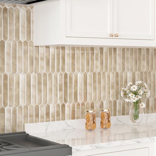 Wallderful Beige Brown Gradient Peel and Stick Backsplash for Kitchen