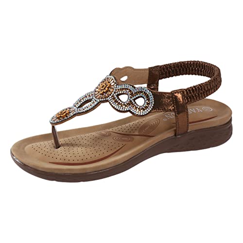 Sandales mode bohème chic à fleurs de strass raffinées marron