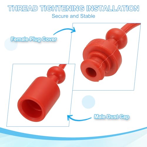 Image of PATIKIL 1 /4 inch ISO-A Hydraulic Coupler Male Dust Cap and Female Plug Cover, Set of 1 Rubber Quick Disconnects Port Plug Cover Fittings Red Cap with Retention Ring