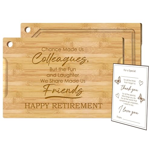 Retirement Gift for Woman - Happy Retirement Bamboo Cutting Board...