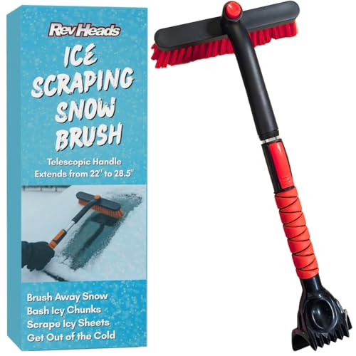 RevHeads Ice Scraper for Car Windshield with Snow Brush - Telescopic Handle to 28' - Brush End to...