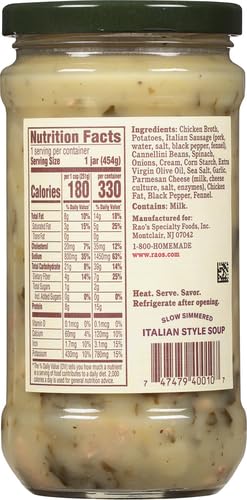 Image of Rao's Made for Home Sausage & Potato Soup, 16oz, Real Vegetables, Traditional Italian Heat and Serve Soup (Pack of 6)