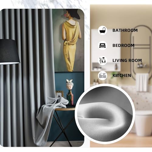 Image of Room Divider Curtains with Ceiling Track, 95% Blackout Heavy Curtains Noise Reduction Privacy Curtain System Kits, 10 ft Wide x 7 ft Tall, Grey, 1 Panel