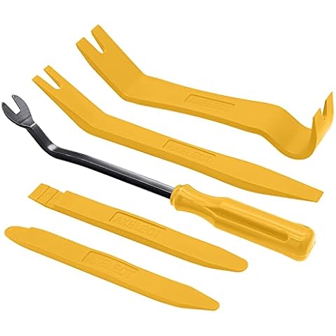 AXELECT 5 Pack Auto Trim Removal Tool Kit, Door Trim Removal Tool,Auto Body Pry Tool,Auto Clip Fastener Remover (Yellow) Cover