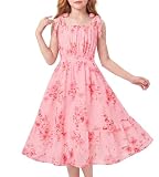 GRACE KARIN Girls Hawaiian Dress Floral Chiffon A-Line Sleeveless Summer...