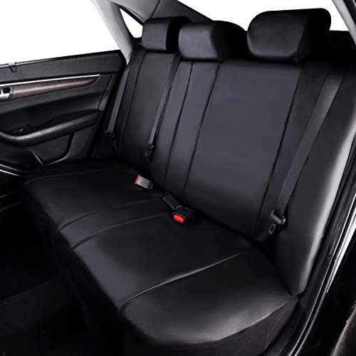 Flying Banner Car Seat Covers Protects Water Proof Faux Leather Carbon Fiber Front And Rear Bench (Black Black, Full Set - 9Pcs) #TOP7