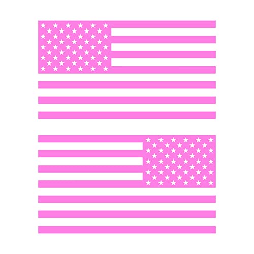 Image of American US Flag [Pick Color /Size] Vinyl Decal Sticker for Laptop /Car /Truck /Window /Bumper (10in Subdued Pair, Matte Pink)