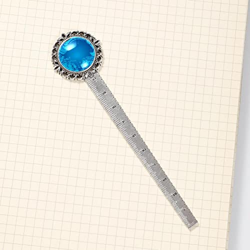 Metal Bookmark Ruler Silver Sky Blue #TOP3