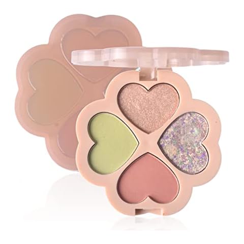 ICE LOVE 4 Colors/Set Glitter Matte Eyeshadow Palette, 3 Styles Nude Shimmer Pigmented Cream Shell Shape Eye Shadow Small Makeup Pallets Gift Kit for Grils (N1# Sweet) Cover