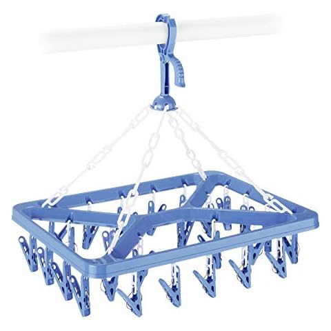 Whitmor Clip and Drip Hanger - Hanging Drying Rack - 26 Clips,Blue Cover