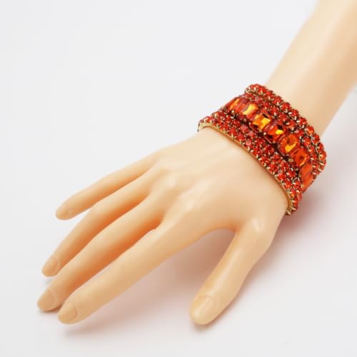 Rosemarie & Jubalee Women's Stunning Statement Bejeweled Set Of 5 Colorful Crystal Rhinestone Stretch Bracelets, 6.75"2