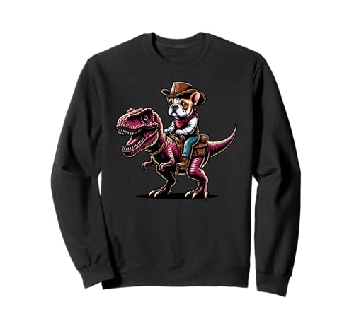 Cowboy Bulldog Francés Montando Un T-Rex. Lindo Frenchie Sudadera