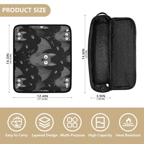 Bolsa de viaje para herramientas de cabello con tapete para plancha, organizador portátil para planchas, rizadores y planchas de cabello, diseño de murciélago espantado miniatura 4