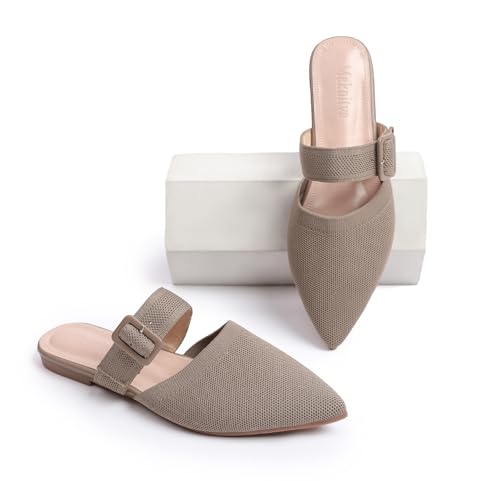 Image of Pointed Toe Mules for Women Flats,Slip On Mules Backless,Wide Width Mules,Mule Slides Flats Sandals