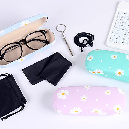Image of ADBGV 3Pcs Unisex Hard Shell Eyeglasses Cases, Protective Case For Glasses,Sunglasses Case with Cleaning Cloth