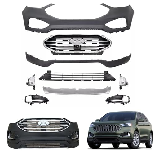Complete Front Bumper Cover Kit W/Grille & Fog Lights Compatible with 2019-2024 Edge