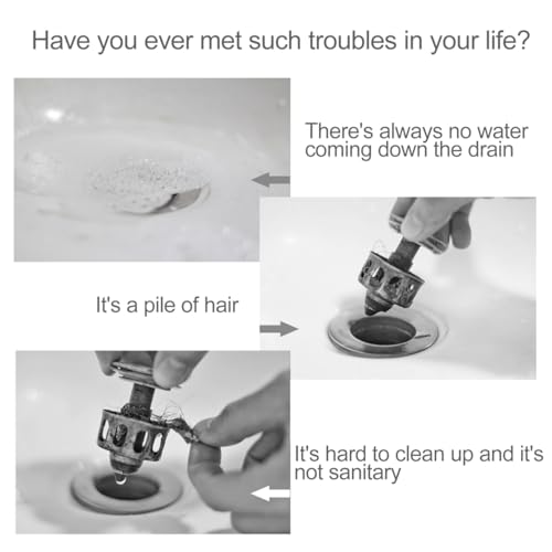 Image of balacoo Bounce Drain Plug Anti-Clogging Bathroom Sink Drain Stopper 2-Pack Pressure Bounce Core Pop up Stopper for Wash Basin Kitchen Laundry Sink 1.96 X 1.37 X 1.37 in