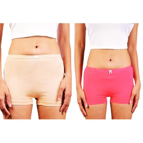 Comfortable Boyshorts for Women & Teens – Pack of 2 (Pink & Skin) | Soft Cotton Lycra | Stretchable, Seamless Daily Innerwear for All-Day Comfort & Full Coverage-image-35